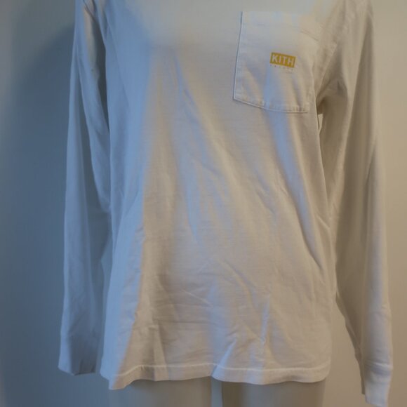 Womens Kith White Multi Long Sleeve Opposites Attract Graphic T- Shirt Top XS - Picture 6 of 14